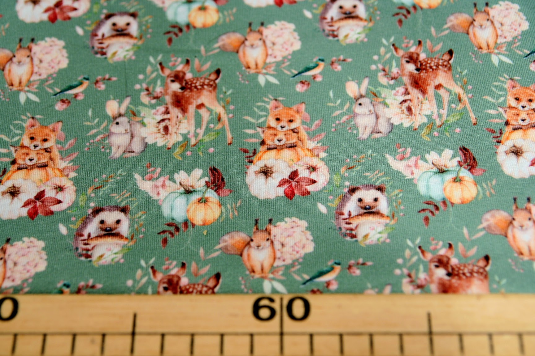 Teplákovina potisk lesní zvířátka liška, koloušek, ježeček