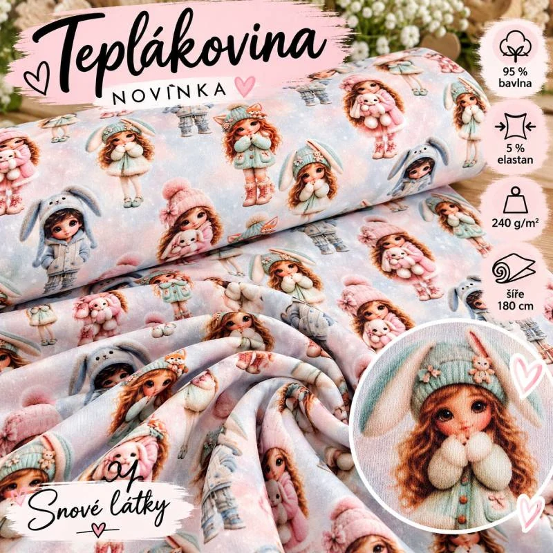 Teplákovina – Zimní holčičky v pastelových barvách