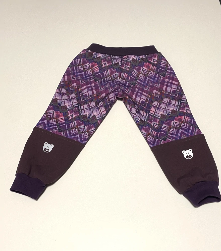 Dětské Softshellové kalhoty vel.92- zig zag fialové