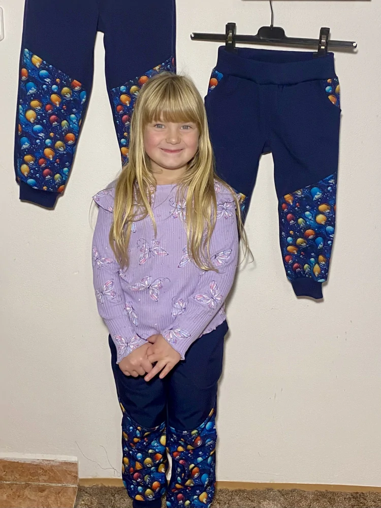 Dětské Softshellové kalhoty vel.92 - tm. modré s balónky