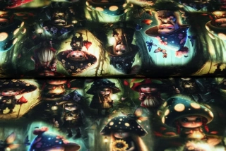 Teplákovina potisk muchomůrkový skřítci