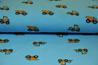 Úplet klučičí vzor žlutý nákladní auto na modré
