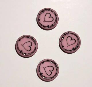 Knoflík starorůžový srdce 25mm