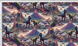 Teplákovina potisk dinosauři u sopky