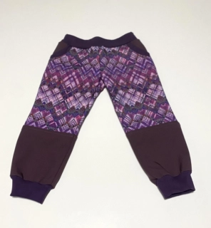 Dětské Softshellové kalhoty vel.92- zig zag fialové