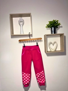 Dětské Softshellové kalhoty vel.98 - růžové s puntíkem 