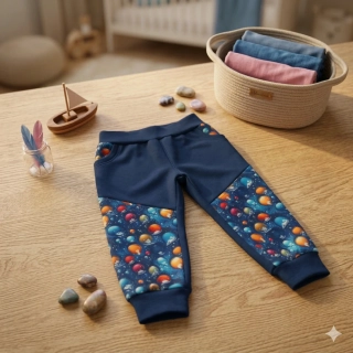 Dětské Softshellové kalhoty vel.92 - tm. modré s balónky