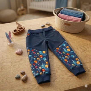 Dětské Softshellové kalhoty vel.110 - tm. modré s balónky