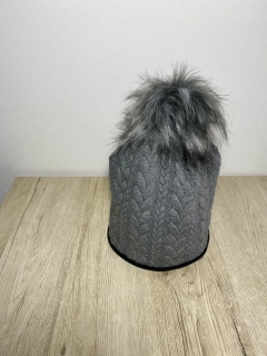 Čepice s bambulí vel.52 tmavě šedá