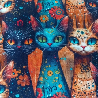 Teplákovina potisk kočičí elegance