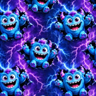 💙 Teplákovina – Veselé příšerky s blesky ⚡👾