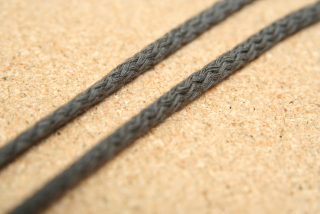 Bavlněná šňůra kulatá šedá tmavá 4 mm